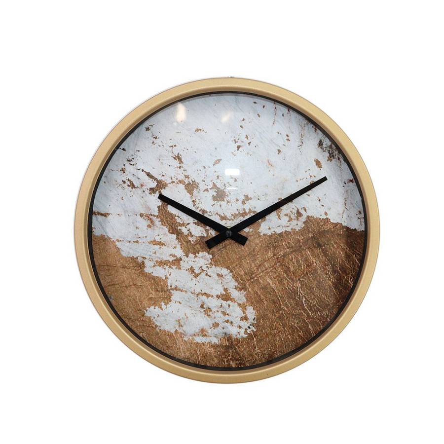 ANZIANO ΡΟΛΟΪ ΤΟΙΧΟΥ 30x30x6cm ΜΕΤΑΛΛΟ ΧΡΥΣΟ ΛΕΥΚΟ ΓΥΑΛΙ ΚΑΦΕ