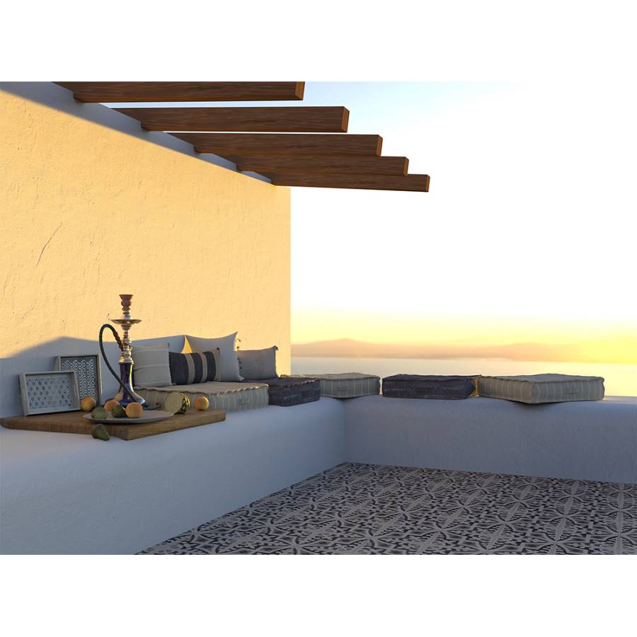 AMMOS 2 ΔΙΑΚΟΣΜΗΤΙΚΟ ΜΑΞΙΛΑΡΙ 50x50cm ΥΦΑΣΜΑ ΛΕΥΚΟ ΜΠΕΖ ΒΑΜΒΑΚΙ