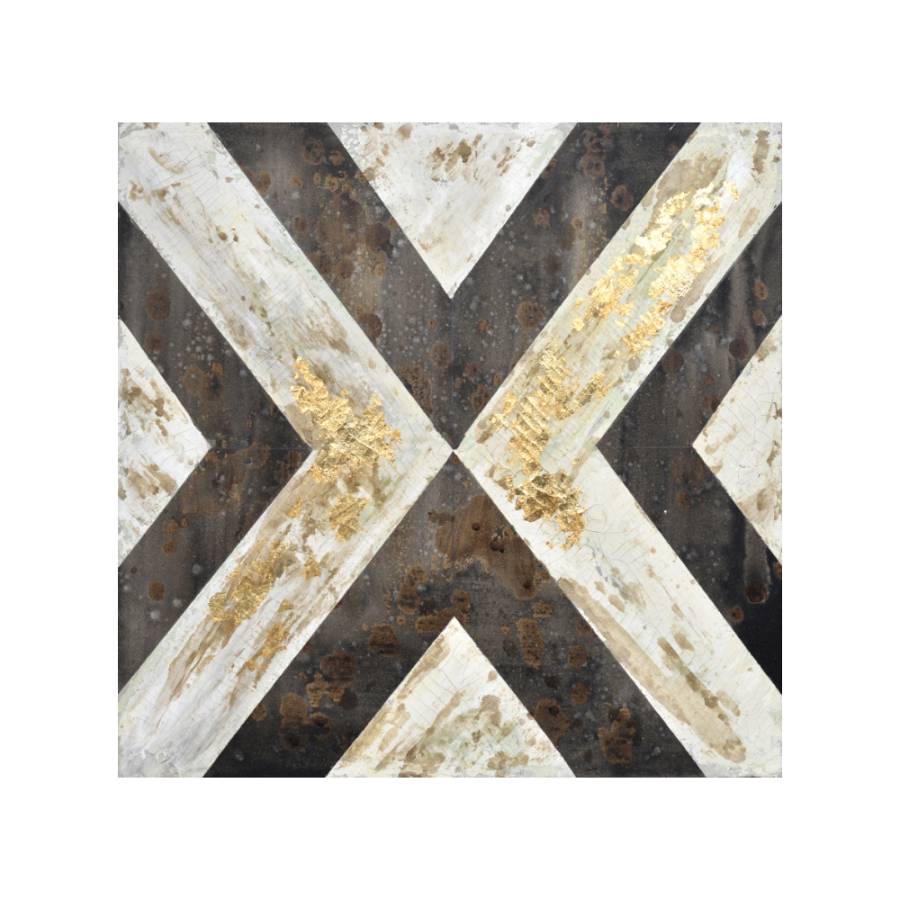 CRUTH ΠΙΝΑΚΑΣ ΔΙΑΚΟΣΜΗΣΗΣ 80x80x3cm ΚΑΜΒΑΣ ΜΠΕΖ ΚΑΦΕ ΞΥΛΟ ΧΡΥΣΟ