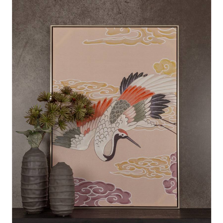 CRANES IN COLOR ΠΙΝΑΚΑΣ ΔΙΑΚΟΣΜΗΣΗΣ 70x100x5cm ΚΑΜΒΑΣ ΠΟΛΥΧΡΩΜΟ ΞΥΛΟ