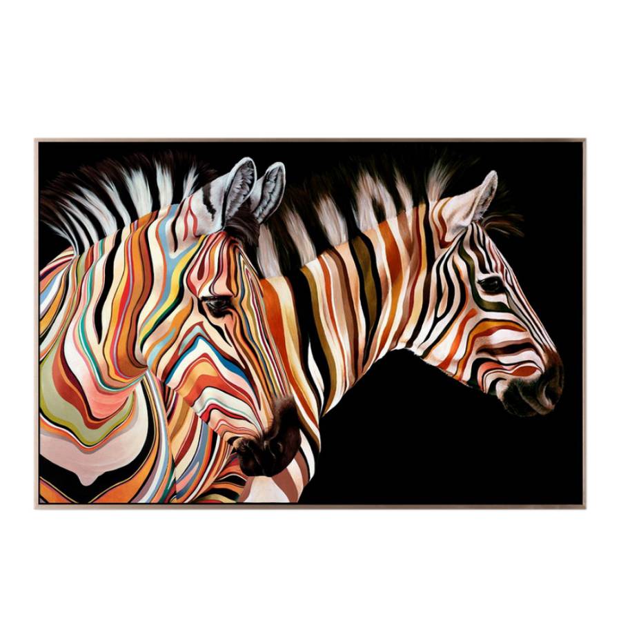 COLOR ZEBRA ΠΙΝΑΚΑΣ ΔΙΑΚΟΣΜΗΣΗΣ 63x93x4cm ΚΑΜΒΑΣ ΠΟΛΥΧΡΩΜΟ ΞΥΛΟ ΧΡΥΣΟ
