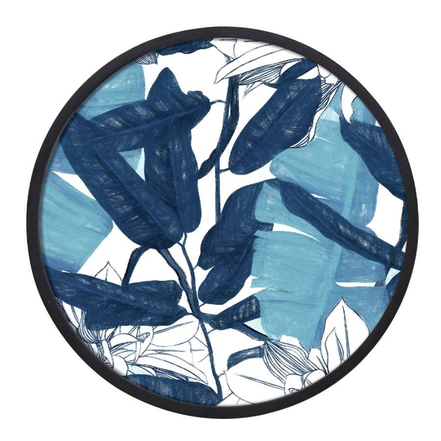 BLU ROUND ΠΙΝΑΚΑΣ ΔΙΑΚΟΣΜΗΣΗΣ 60x60x4cm ΚΑΜΒΑΣ ΜΠΛΕ ΛΕΥΚΟ ΞΥΛΟ ΜΑΥΡΟ