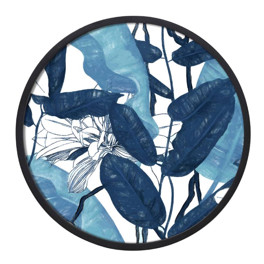 BLU ROUND ΠΙΝΑΚΑΣ ΔΙΑΚΟΣΜΗΣΗΣ 60x60x4cm ΚΑΜΒΑΣ ΜΠΛΕ ΛΕΥΚΟ ΞΥΛΟ ΜΑΥΡΟ