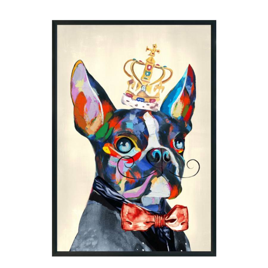 KING DOG ΠΙΝΑΚΑΣ ΔΙΑΚΟΣΜΗΣΗΣ 60x90x5cm ΚΑΜΒΑΣ ΠΟΛΥΧΡΩΜΟ ΞΥΛΟ ΜΑΥΡΟ