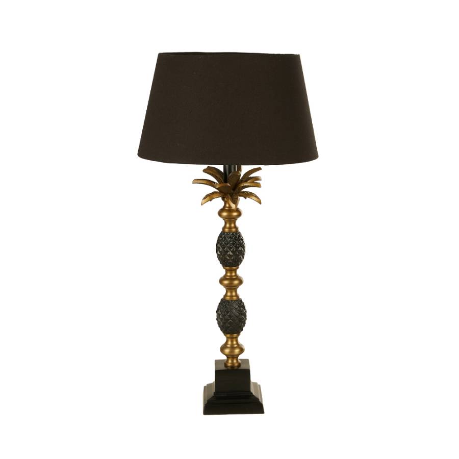 PINEAPPLE ΦΩΤΙΣΤΙΚΟ ΕΠΙΤΡΑΠΕΖΙΟ 30x30x57cm ΑΛΟΥΜΙΝΙΟ ΧΡΥΣΟ ΑΝΤΙΚΕ ΜΑΥΡΟ ΥΦΑΣΜΑ