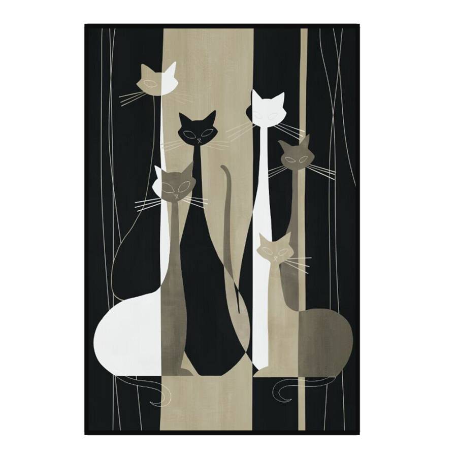 THE CATS ΠΙΝΑΚΑΣ ΔΙΑΚΟΣΜΗΣΗΣ 80x120x5cm ΚΑΜΒΑΣ ΠΟΛΥΧΡΩΜΟ ΞΥΛΟ ΜΑΥΡΟ