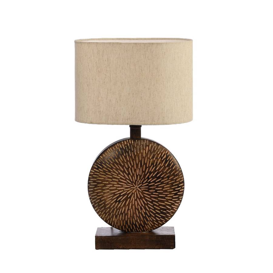 MELVIN ΦΩΤΙΣΤΙΚΟ ΕΠΙΤΡΑΠΕΖΙΟ 25x10x51cm ΞΥΛΟ ΚΑΦΕ ΥΦΑΣΜΑ ΜΠΕΖ