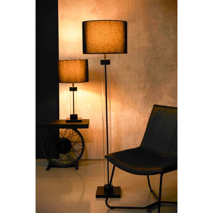 TREMONT ΦΩΤΙΣΤΙΚΟ ΕΠΙΔΑΠΕΔΙΟ 41x41x152cm ΣΙΔΕΡΟ ΜΑΥΡΟ ΜΑΤ ΓΥΑΛΙ ΜΑΥΡΟ