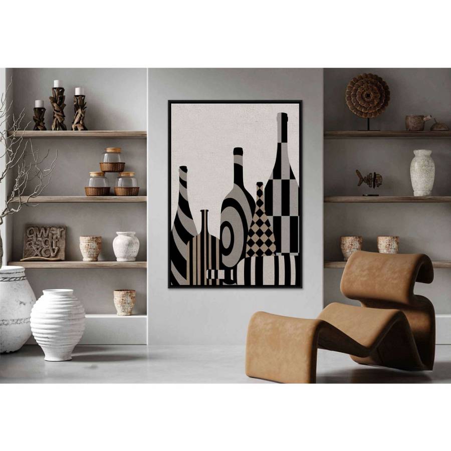 ART BOTTLES ΠΙΝΑΚΑΣ ΔΙΑΚΟΣΜΗΣΗΣ 83x123x4cm ΚΑΜΒΑΣ ΠΟΛΥΧΡΩΜΟ ΞΥΛΟ ΜΑΥΡΟ