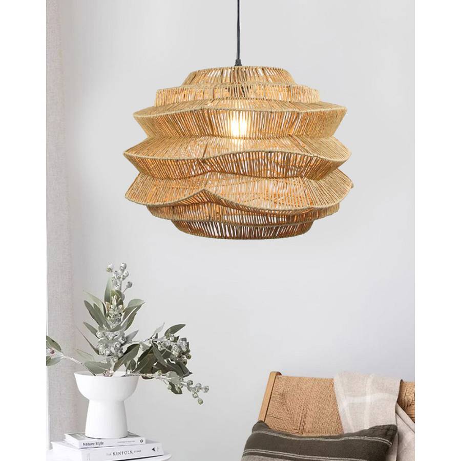 BAMBUSA ΦΩΤΙΣΤΙΚΟ ΟΡΟΦΗΣ 48x48x32cm ΜΕΤΑΛΛΟ ΦΥΣΙΚΟ ΣΧΟΙΝΙ