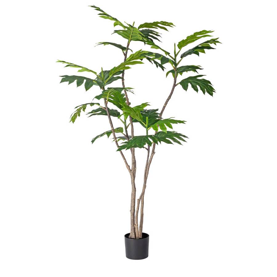 BREADFRUIT TREE ΔΕΝΤΡΟ ΤΕΧΝΗΤΟ ΣΕ ΓΛΑΣΤΡΑ 180cm PE ΠΡΑΣΙΝΟ ΜΕΤΑΞΩΤΟ ΥΦΑΣΜΑ