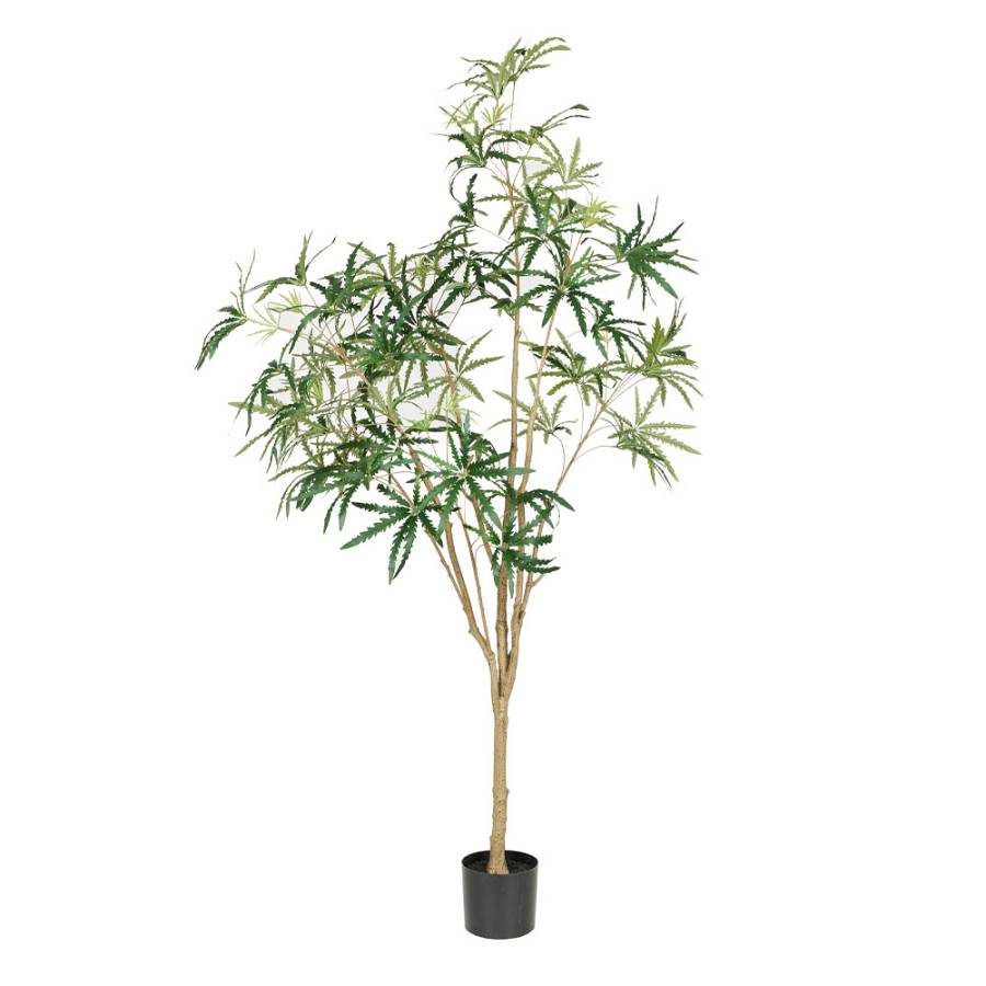 PEACOCK TREE ΔΕΝΤΡΟ ΤΕΧΝΗΤΟ ΣΕ ΓΛΑΣΤΡΑ 220cm PE ΠΡΑΣΙΝΟ ΜΕΤΑΞΩΤΟ ΥΦΑΣΜΑ