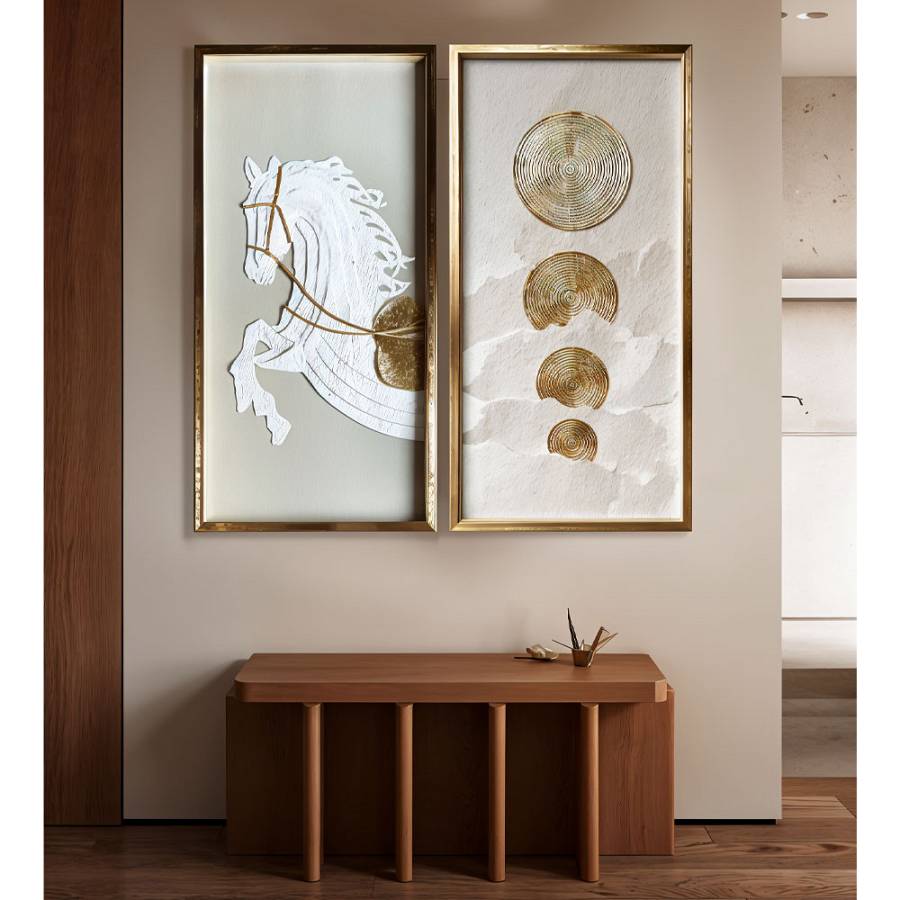 PURE BLISS ΠΙΝΑΚΑΣ ΔΙΑΚΟΣΜΗΣΗΣ 50x100x3cm ΧΑΡΤΙ ΧΡΥΣΟ ΛΕΥΚΟ ΓΥΑΛΙ ΧΡΥΣΟ