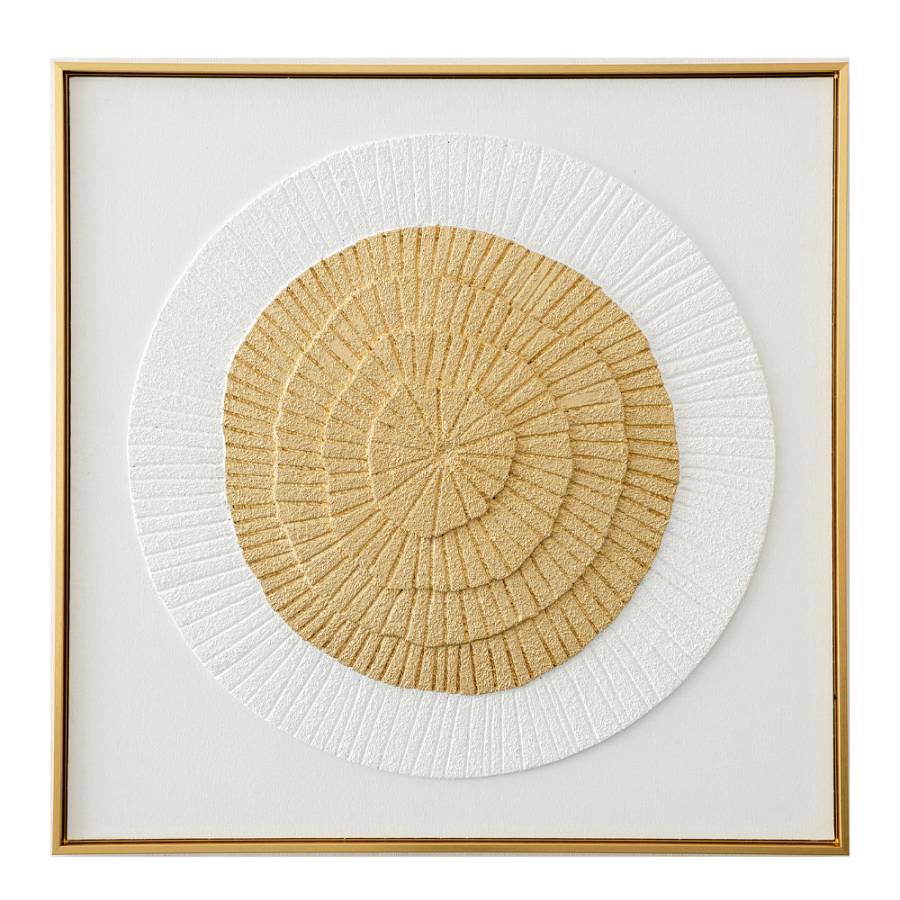 AMBITIUS ΠΙΝΑΚΑΣ ΔΙΑΚΟΣΜΗΣΗΣ 80x80x5cm ΚΑΜΒΑΣ ΧΡΥΣΟ ΛΕΥΚΟ ΞΥΛΟ ΧΡΥΣΟ