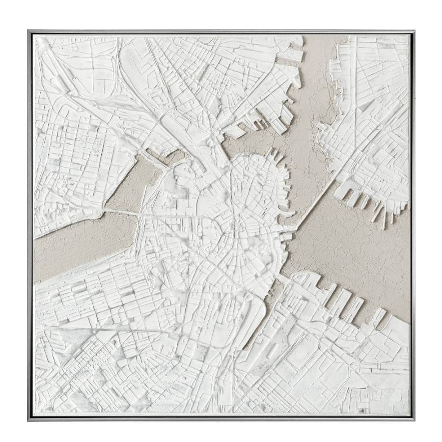 MAP ΠΙΝΑΚΑΣ ΔΙΑΚΟΣΜΗΣΗΣ 100x100x5cm ΚΑΜΒΑΣ ΛΕΥΚΟ ΜΠΕΖ ΞΥΛΟ ΑΣΗΜΙ