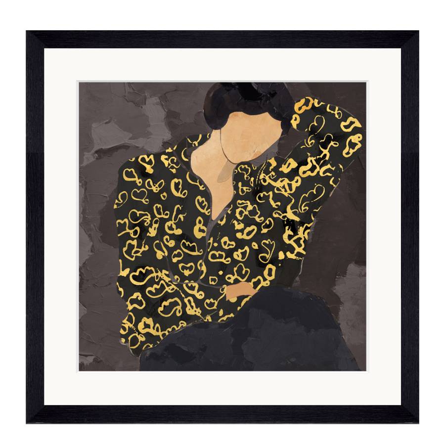 LADY IN PORTRAIT ΠΙΝΑΚΑΣ ΔΙΑΚΟΣΜΗΣΗΣ 43x43x4cm ΓΥΑΛΙ ΠΟΛΥΧΡΩΜΟ ΞΥΛΟ ΜΑΥΡΟ