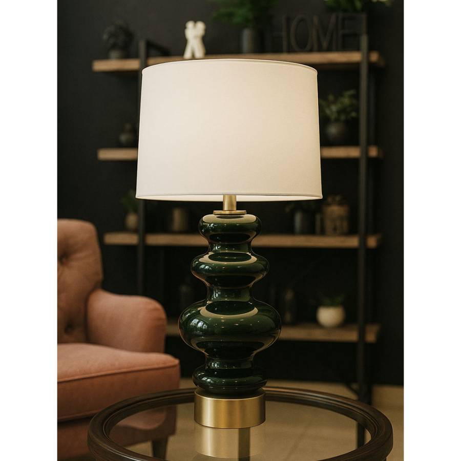 WHITLEY ΦΩΤΙΣΤΙΚΟ ΕΠΙΤΡΑΠΕΖΙΟ 38x38x75cm ΓΥΑΛΙ ΠΡΑΣΙΝΟ ΧΡΥΣΟ ΛΙΝΟ ΛΕΥΚΟ