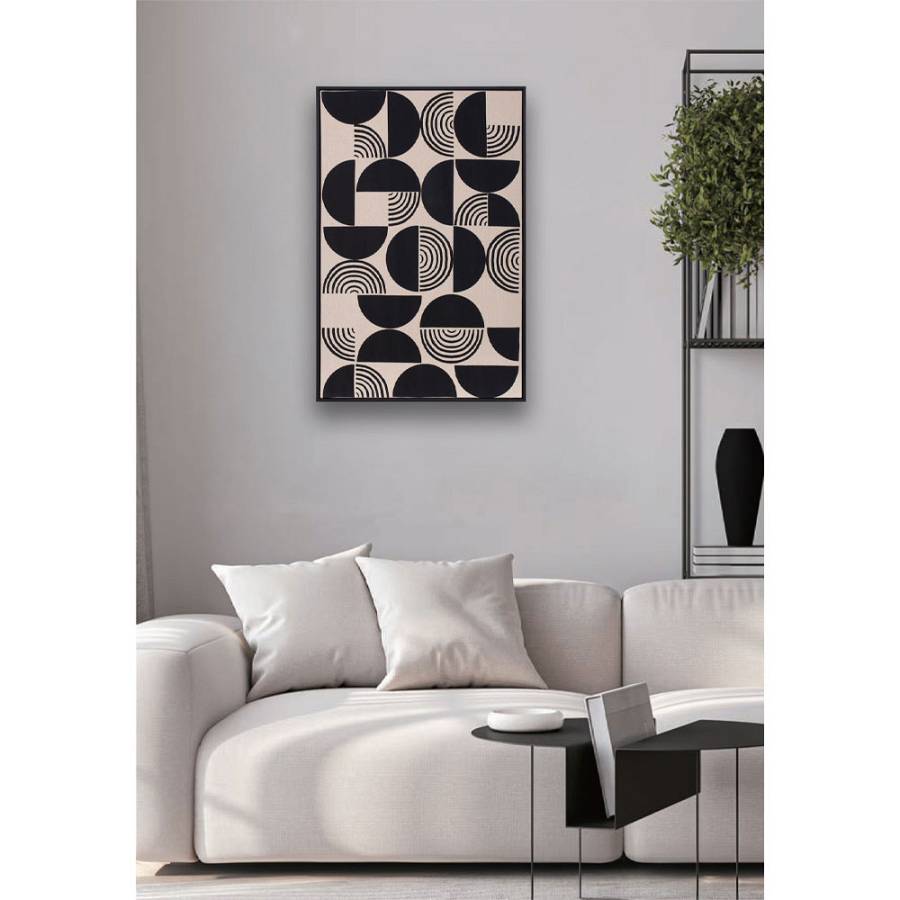 POSITIVE VIBES ΠΙΝΑΚΑΣ ΔΙΑΚΟΣΜΗΣΗΣ 60x90x4cm ΛΙΝΟ ΛΕΥΚΟ ΜΑΥΡΟ ΞΥΛΟ ΜΑΥΡΟ