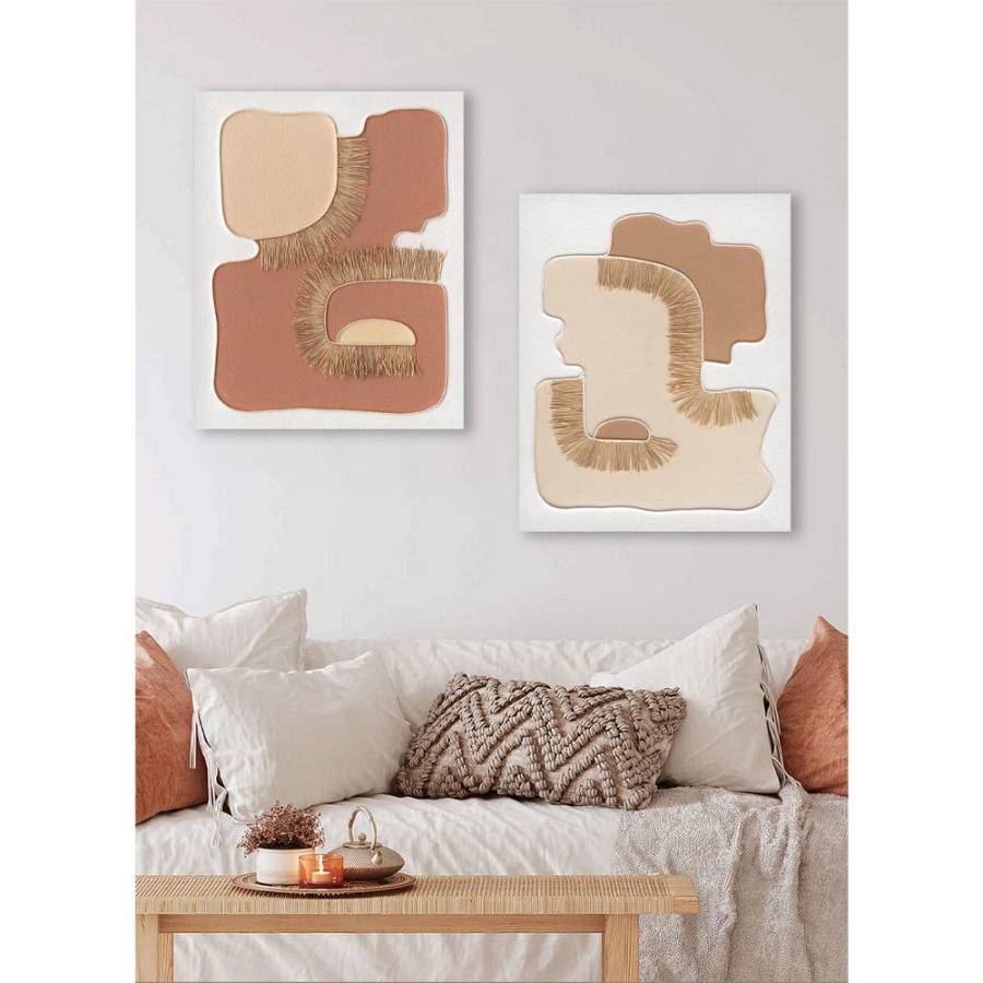 BOHO STYLE ΠΙΝΑΚΑΣ ΔΙΑΚΟΣΜΗΣΗΣ 80x100x4cm ΚΑΜΒΑΣ ΜΠΕΖ ΞΥΛΟ