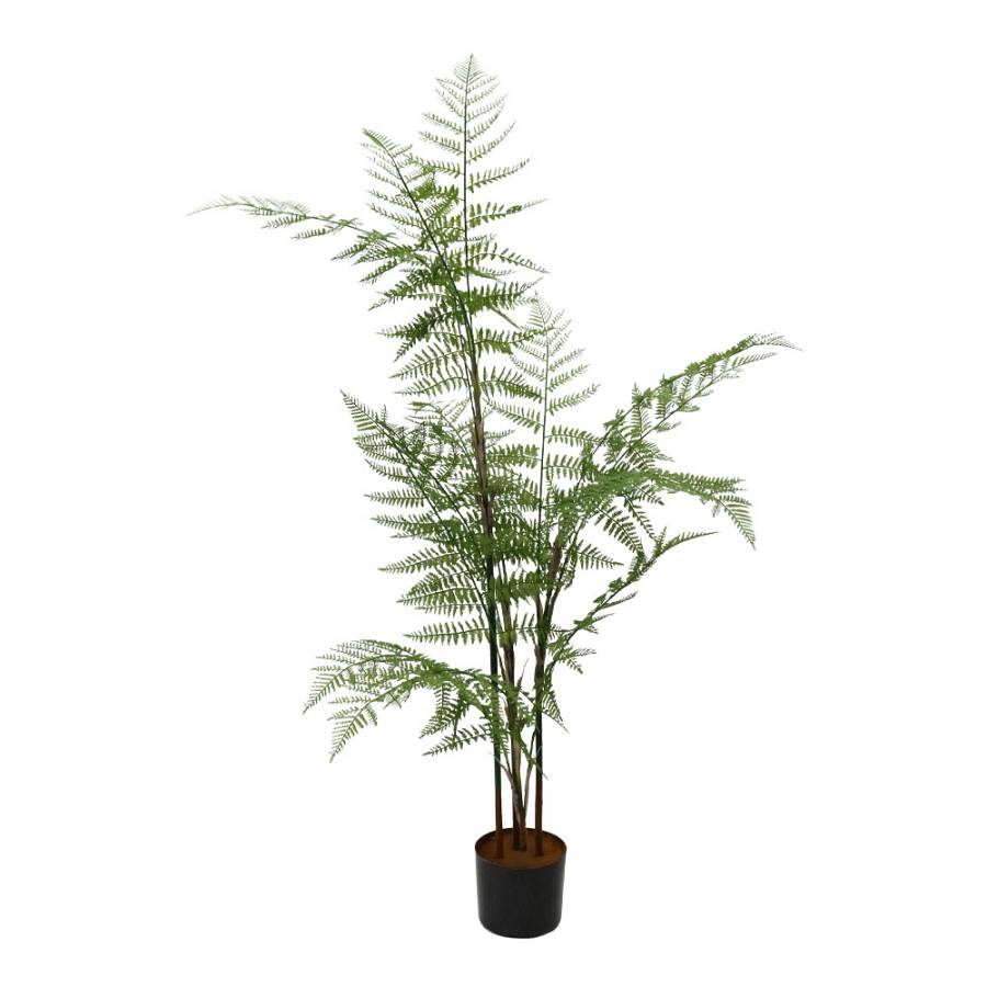 HERICIUM FERN ΔΕΝΤΡΟ ΤΕΧΝΗΤΟ ΣΕ ΓΛΑΣΤΡΑ 130cm PVC ΠΡΑΣΙΝΟ ΜΑΥΡΟ ΤΣΙΜΕΝΤΟ