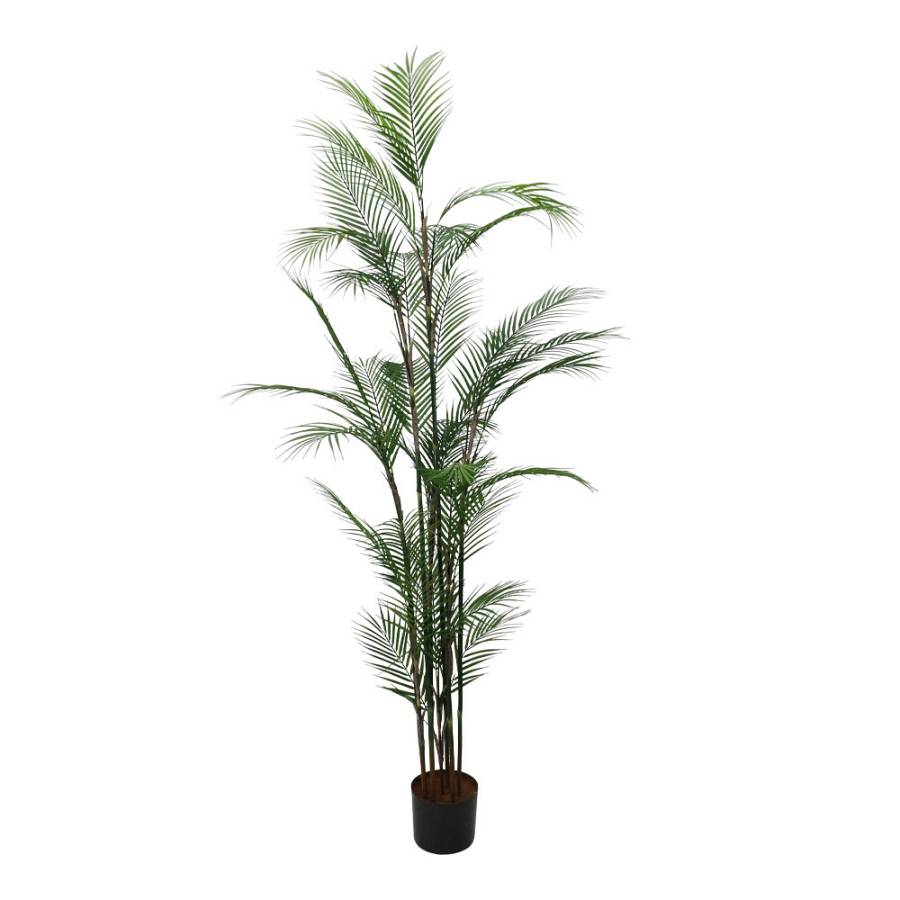 MAJESTY PALM ΔΕΝΤΡΟ ΤΕΧΝΗΤΟ ΣΕ ΓΛΑΣΤΡΑ 180cm PVC ΠΡΑΣΙΝΟ ΜΑΥΡΟ ΤΣΙΜΕΝΤΟ