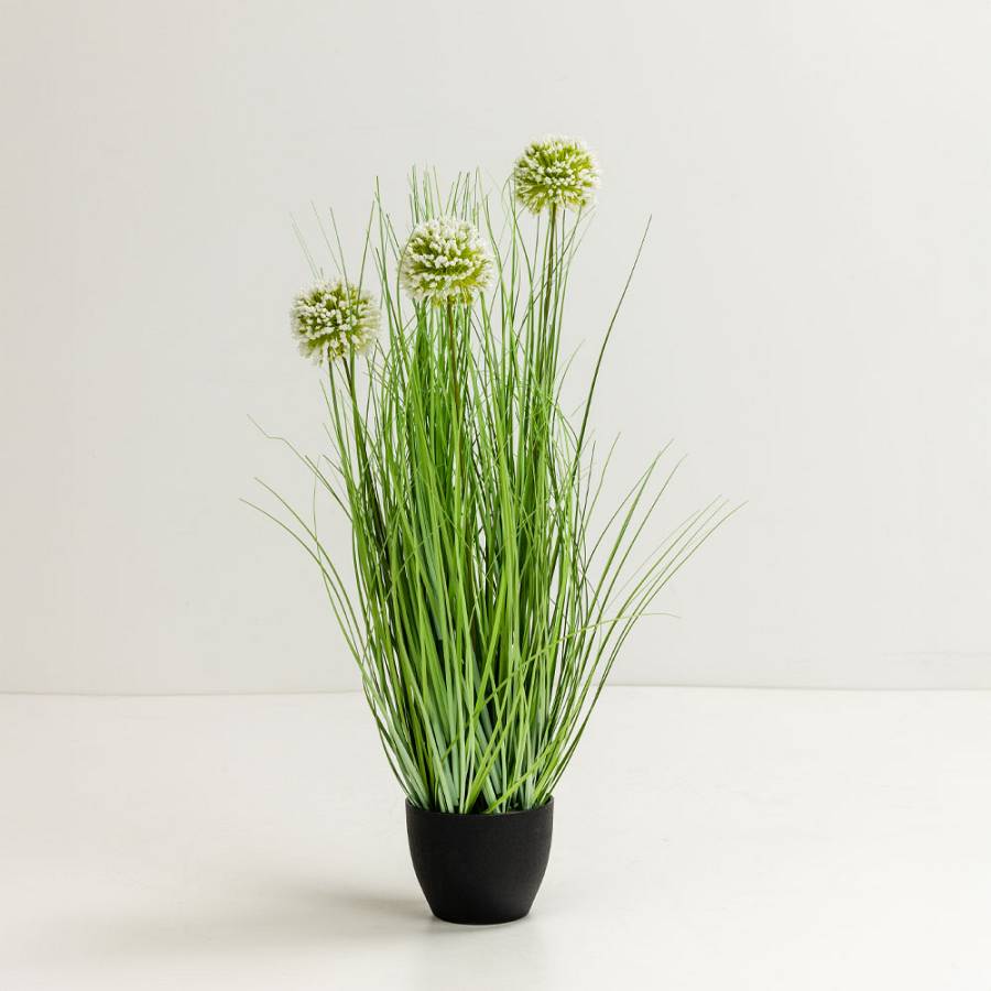 GRASS FLOWER ΦΥΤΟ ΤΕΧΝΗΤΟ ΣΕ ΓΛΑΣΤΡΑ 58cm PVC ΠΡΑΣΙΝΟ