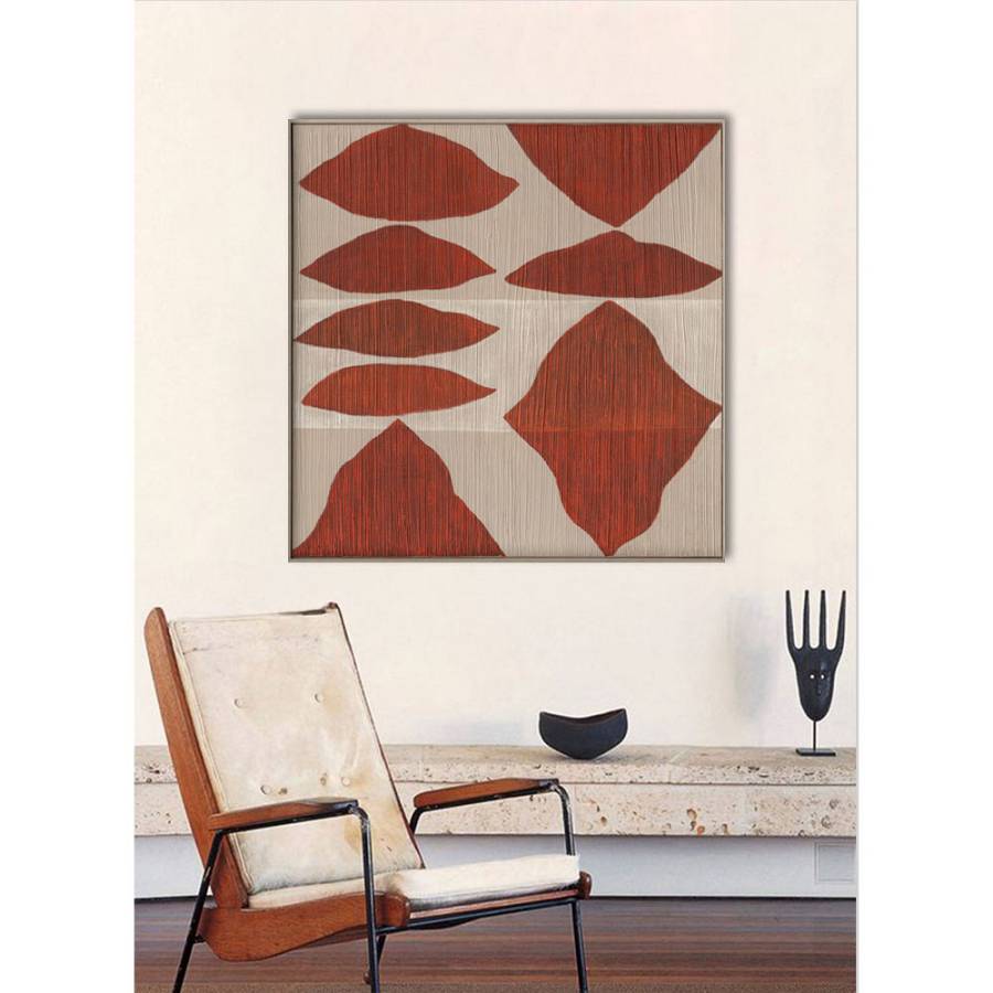 SHAYE TERRA ΠΙΝΑΚΑΣ ΔΙΑΚΟΣΜΗΣΗΣ 100x100x5cm ΚΑΜΒΑΣ ΜΠΕΖ ΚΕΡΑΜΙΔΙ ΞΥΛΟ ΦΥΣΙΚΟ