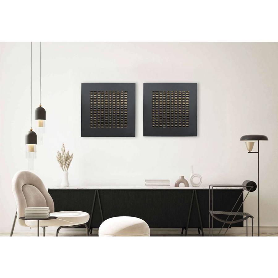 ESCAPE ΠΙΝΑΚΑΣ ΔΙΑΚΟΣΜΗΣΗΣ 80x80x5cm ΜΕΤΑΛΛΟ ΜΑΥΡΟ ΧΡΥΣΟ MDF