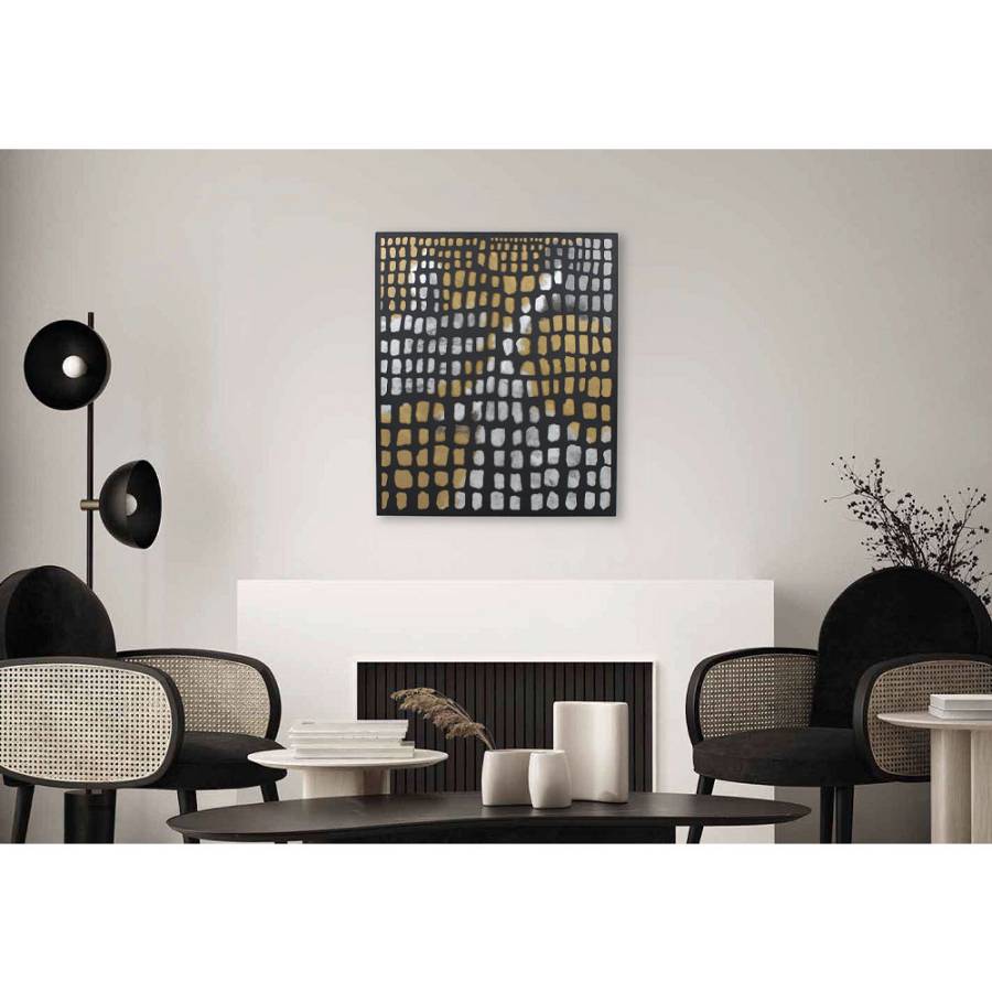 PIC ΠΙΝΑΚΑΣ ΔΙΑΚΟΣΜΗΣΗΣ 77x92x2cm ΜΕΤΑΛΛΟ ΜΑΥΡΟ ΧΡΥΣΟ MDF ΛΕΥΚΟ