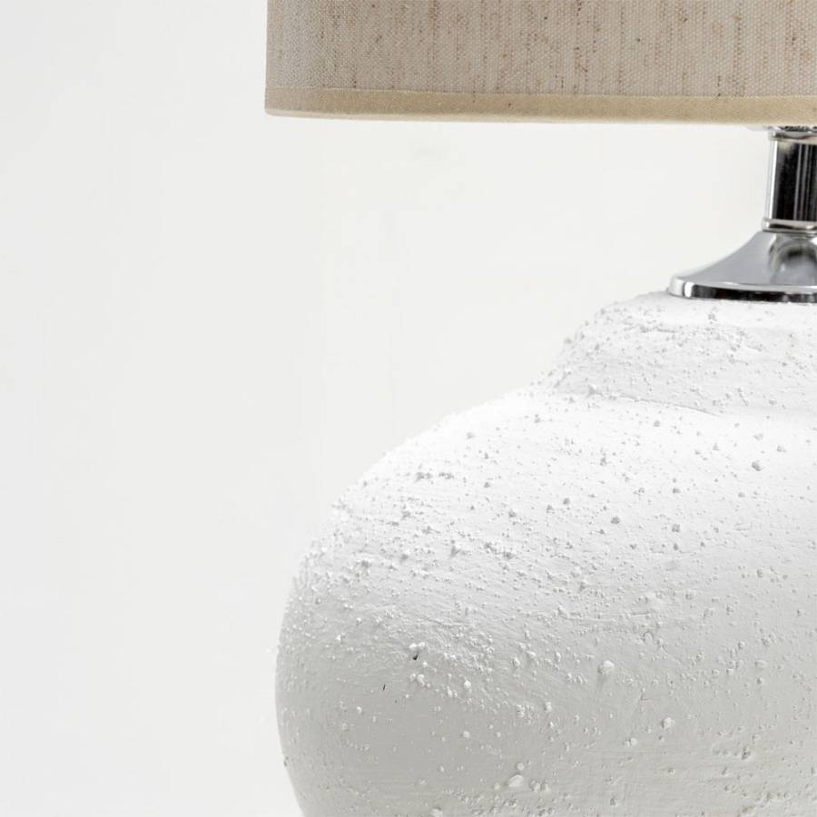 SANTORINI ΦΩΤΙΣΤΙΚΟ ΕΠΙΤΡΑΠΕΖΙΟ 30x30x60cm ΚΕΡΑΜΙΚΟ ΛΕΥΚΟ ΛΙΝΟ ΜΠΕΖ