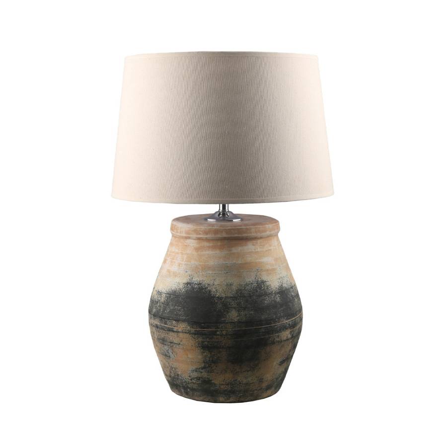 NIKOPOLI ΦΩΤΙΣΤΙΚΟ ΕΠΙΤΡΑΠΕΖΙΟ 33x33x71cm ΚΕΡΑΜΙΚΟ ΜΠΕΖ ΜΑΥΡΟ ΛΙΝΟ ΜΠΕΖ