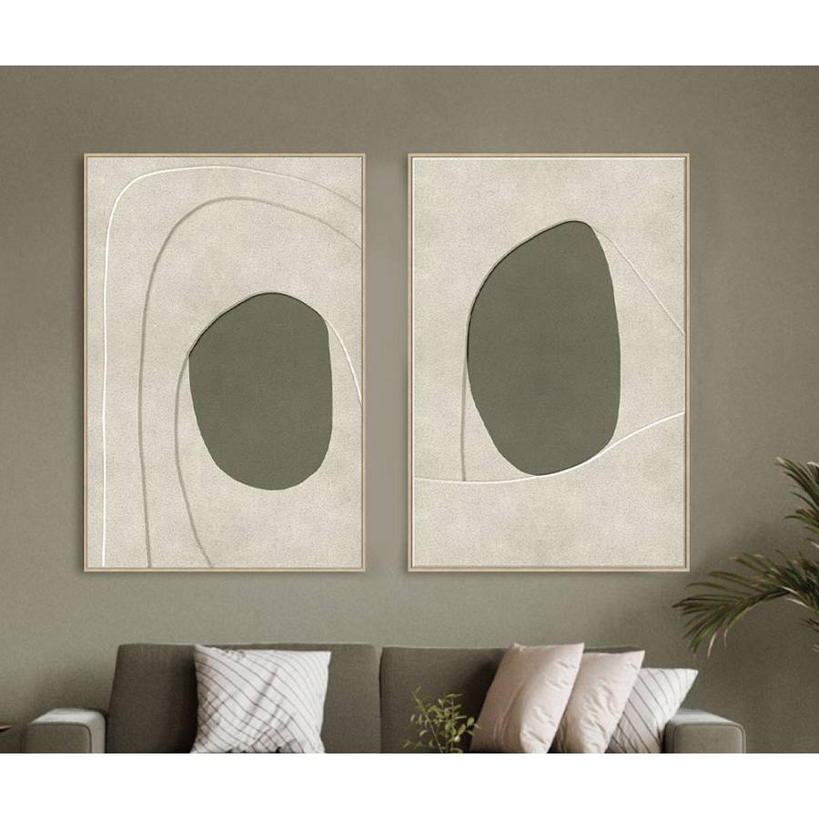 VOID B ΠΙΝΑΚΑΣ ΔΙΑΚΟΣΜΗΤΙΚΟΣ ΜΕ ΚΟΡΝΙΖΑ 80x120x4.3cm ΚΑΜΒΑΣ ΜΠΕΖ ΛΑΔΙ PS