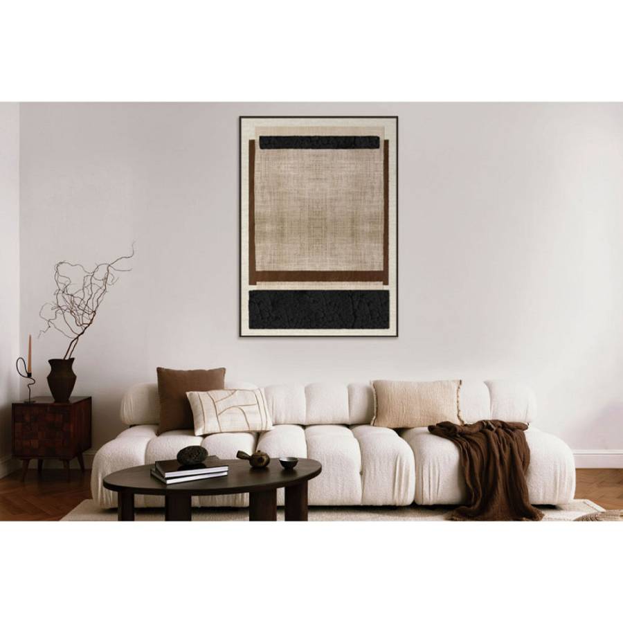 SQUARE ΠΙΝΑΚΑΣ ΔΙΑΚΟΣΜΗΤΙΚΟΣ ΜΕ ΚΟΡΝΙΖΑ 80x120x4.3cm ΚΑΜΒΑΣ ΜΠΕΖ ΜΑΥΡΟ ΚΑΦΕ PS