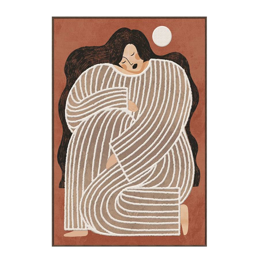 ABBI A ΠΙΝΑΚΑΣ ΔΙΑΚΟΣΜΗΤΙΚΟΣ ΜΕ ΚΟΡΝΙΖΑ 80x120x4.3cm ΚΑΜΒΑΣ TERRACOTTA ΜΠΕΖ ΚΑΦΕ PS