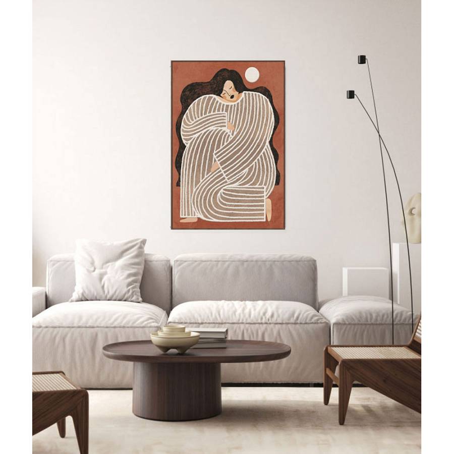 ABBI A ΠΙΝΑΚΑΣ ΔΙΑΚΟΣΜΗΤΙΚΟΣ ΜΕ ΚΟΡΝΙΖΑ 80x120x4.3cm ΚΑΜΒΑΣ TERRACOTTA ΜΠΕΖ ΚΑΦΕ PS