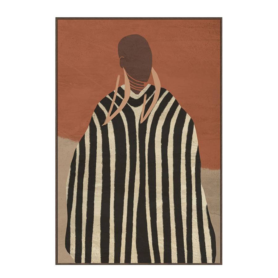 CIANNA ΠΙΝΑΚΑΣ ΔΙΑΚΟΣΜΗΤΙΚΟΣ ΜΕ ΚΟΡΝΙΖΑ 80x120x4.3cm ΚΑΜΒΑΣ TERRACOTTA ΜΠΕΖ ΚΑΦΕ PS