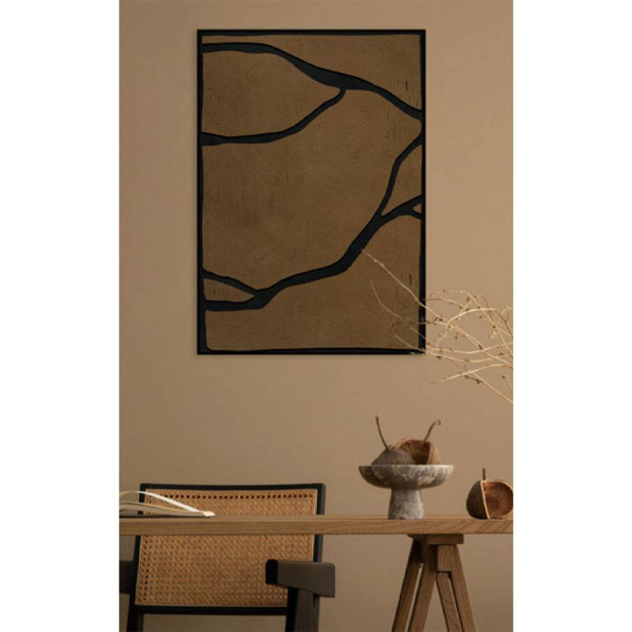 EAVAN ΠΙΝΑΚΑΣ ΔΙΑΚΟΣΜΗΤΙΚΟΣ ΜΕ ΚΟΡΝΙΖΑ 80x120x4.3cm ΚΑΜΒΑΣ ΚΑΦΕ ΜΑΥΡΟ PS