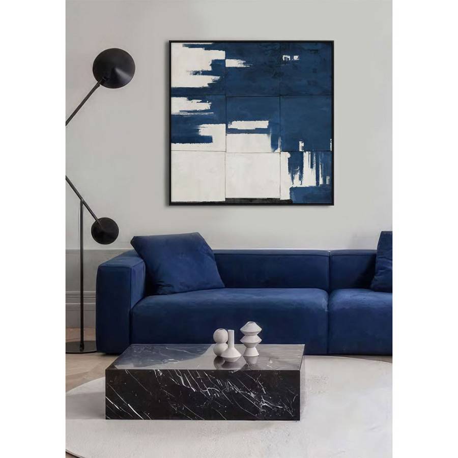 GEOMETRY OF TIME ΠΙΝΑΚΑΣ ΔΙΑΚΟΣΜΗΤΙΚΟΣ ΜΕ ΚΟΡΝΙΖΑ 80x80x4cm ΚΑΜΒΑΣ ΜΠΛΕ ΛΕΥΚΟ PP