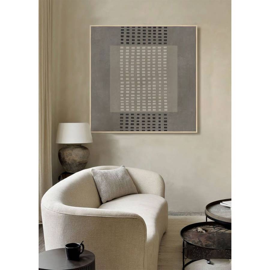 FRAMED DREAM ΠΙΝΑΚΑΣ ΔΙΑΚΟΣΜΗΤΙΚΟΣ ΜΕ ΚΟΡΝΙΖΑ 80x80x4cm ΚΑΜΒΑΣ ΓΚΡΙ ΣΚΟΥΡΟ ΜΠΕΖ ΞΥΛΟ