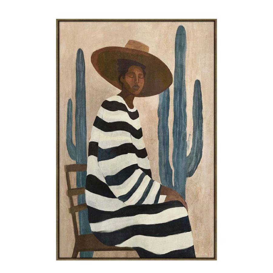 DESERT BLOOM ΠΙΝΑΚΑΣ ΔΙΑΚΟΣΜΗΤΙΚΟΣ ΜΕ ΚΟΡΝΙΖΑ 80x120x4cm ΚΑΜΒΑΣ ΚΑΦΕ ΜΠΕΖ PP