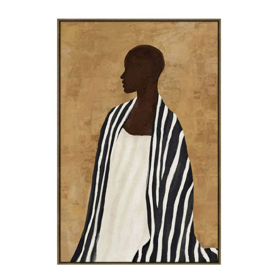 TIMELESS ELEGANCE A ΠΙΝΑΚΑΣ ΔΙΑΚΟΣΜΗΤΙΚΟΣ ΜΕ ΚΟΡΝΙΖΑ 80x120x4cm ΚΑΜΒΑΣ ΚΑΦΕ ΜΠΕΖ PP ΜΑΥΡΟ