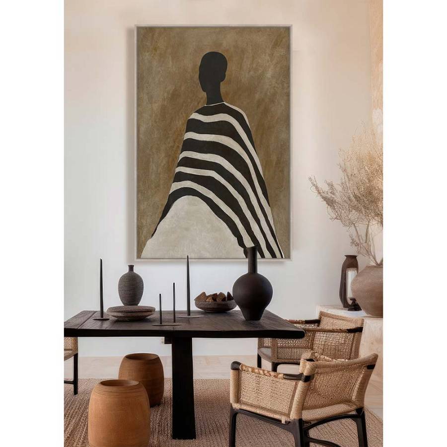 TIMELESS ELEGANCE B ΠΙΝΑΚΑΣ ΔΙΑΚΟΣΜΗΤΙΚΟΣ ΜΕ ΚΟΡΝΙΖΑ 80x120x4cm ΚΑΜΒΑΣ ΚΑΦΕ ΜΠΕΖ PP ΜΑΥΡΟ