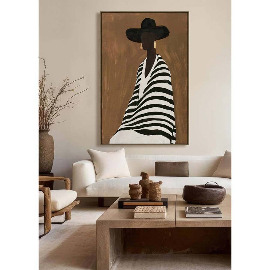 TIMELESS ELEGANCE C ΠΙΝΑΚΑΣ ΔΙΑΚΟΣΜΗΤΙΚΟΣ ΜΕ ΚΟΡΝΙΖΑ 80x120x4cm ΚΑΜΒΑΣ ΚΑΦΕ ΜΠΕΖ PP ΜΑΥΡΟ