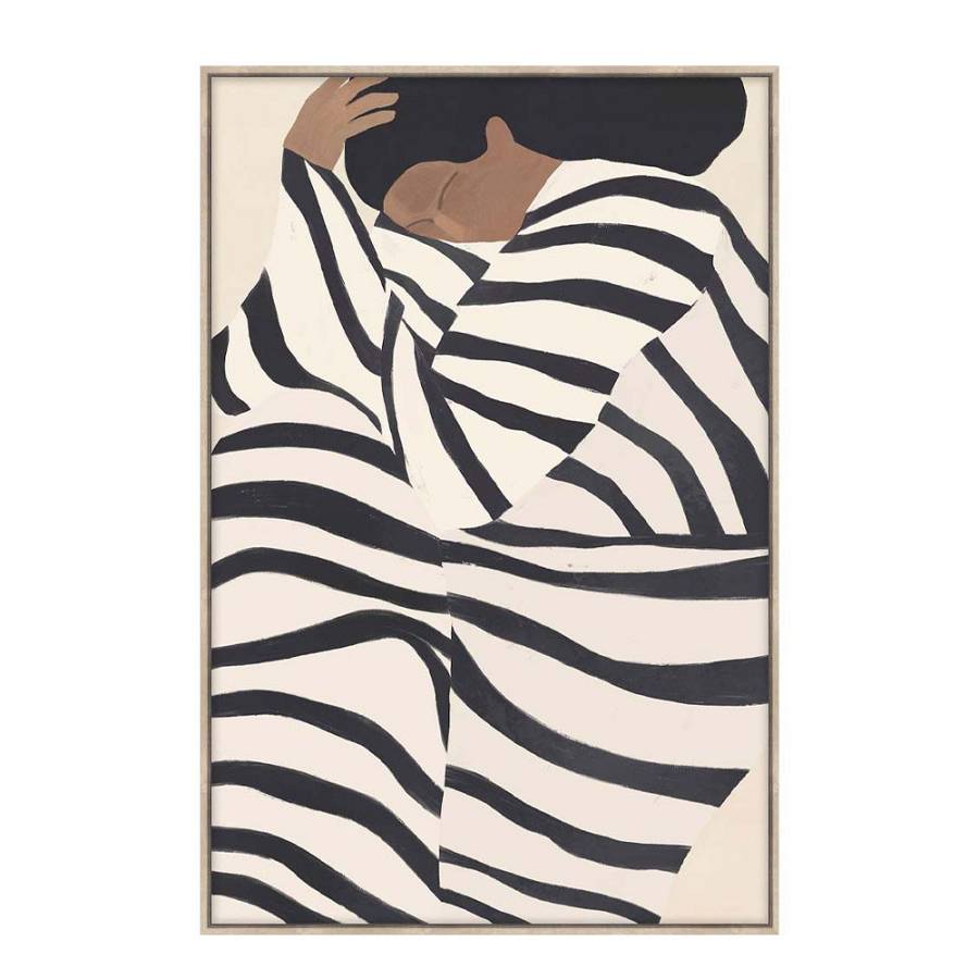 QUIET GRACE ΠΙΝΑΚΑΣ ΔΙΑΚΟΣΜΗΤΙΚΟΣ ΜΕ ΚΟΡΝΙΖΑ 80x120x4cm ΚΑΜΒΑΣ ΜΠΕΖ ΜΑΥΡΟ PP