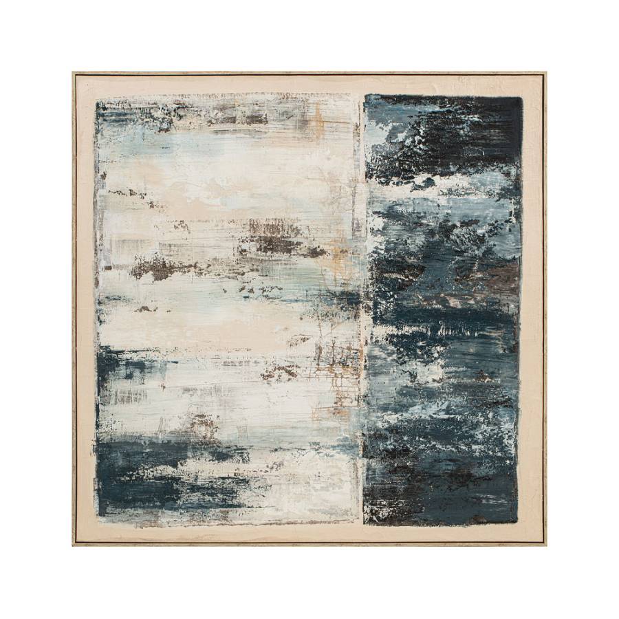 BLACK SEA ΠΙΝΑΚΑΣ ΔΙΑΚΟΣΜΗΤΙΚΟΣ ΜΕ ΚΟΡΝΙΖΑ 80x80x3.8cm ΚΑΜΒΑΣ BEIGE ΜΑΥΡΟ ΞΥΛΟ ΦΥΣΙΚΟ