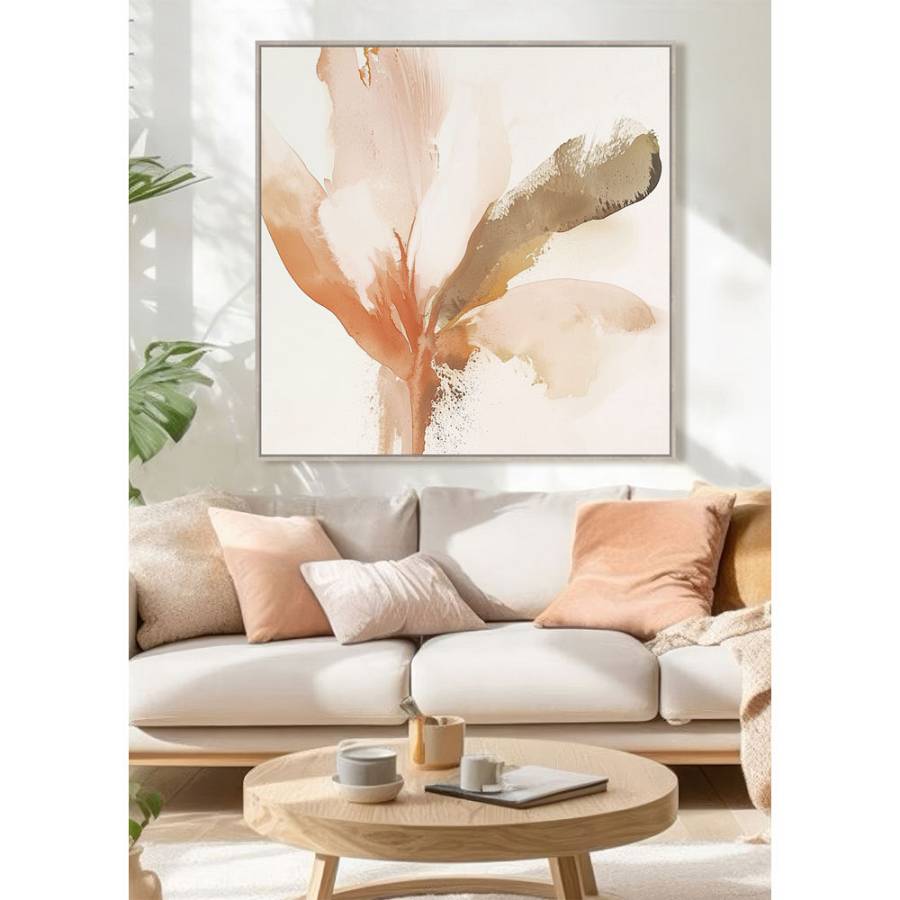 CALANDIUM.B ΠΙΝΑΚΑΣ ΔΙΑΚΟΣΜΗΤΙΚΟΣ ΜΕ ΚΟΡΝΙΖΑ 80x80x4cm ΚΑΜΒΑΣ BEIGE ΠΟΛΥΧΡΩΜΟ ΞΥΛΟ ΦΥΣΙΚΟ