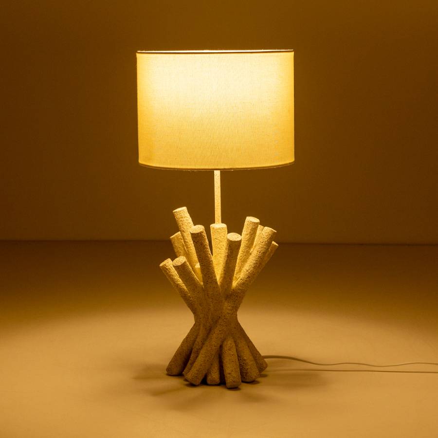 WOODLAND ΦΩΤΙΣΤΙΚΟ ΕΠΙΤΡΑΠΕΖΙΟ 26x26x54cm POLYRESIN ΛΕΥΚΟ ΥΦΑΣΜΑ OFF WHITE