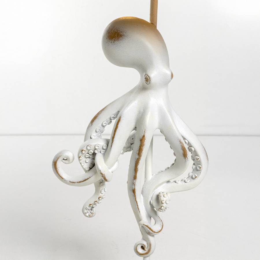 OCTOPUS ΦΩΤΙΣΤΙΚΟ ΕΠΙΤΡΑΠΕΖΙΟ 30x30x66cm POLYRESIN ΛΕΥΚΟ ΥΦΑΣΜΑ ΓΚΡΙ ΛΕΥΚΟ