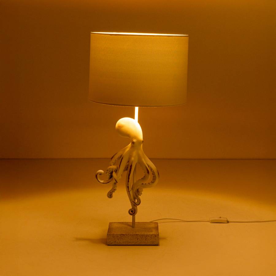 OCTOPUS ΦΩΤΙΣΤΙΚΟ ΕΠΙΤΡΑΠΕΖΙΟ 30x30x66cm POLYRESIN ΛΕΥΚΟ ΥΦΑΣΜΑ ΓΚΡΙ ΛΕΥΚΟ