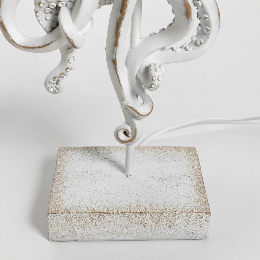 OCTOPUS ΦΩΤΙΣΤΙΚΟ ΕΠΙΤΡΑΠΕΖΙΟ 30x30x66cm POLYRESIN ΛΕΥΚΟ ΥΦΑΣΜΑ ΓΚΡΙ ΛΕΥΚΟ